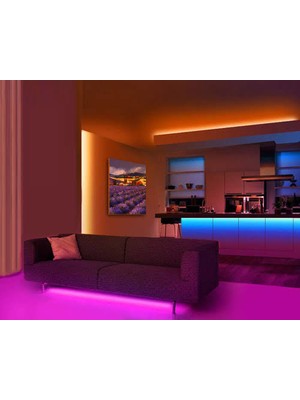 Amber LED Rgb Şerit LED 2 Metre Tak Çalıştır 24 Tuşlu Kumandalı 5050 3 Çipli