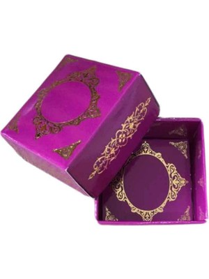 Eminönü Toptancı Komple Karton Kutu Saray Desen Gold Yaldız 4X4X2 cm - 50 Adet  Mor