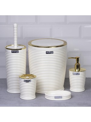 Okyanus Home Beyaz Elegans Gold 5'li Banyo Seti