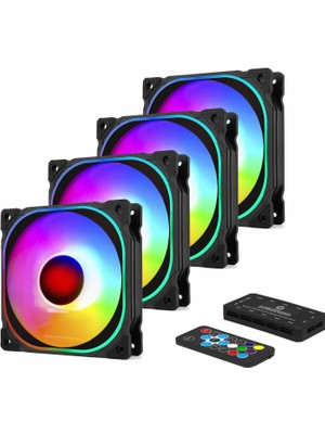 Frisby FCL-F1274C 4 x 120MM Argb 4'lü Fan Seti Kit Sessiz Rgb Kasa Fanı