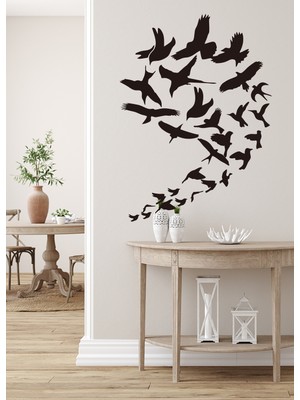 Sticker Sepetim Uçan Kuş Sürüsü Dekoratif Duvar Sticker