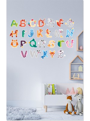 Sticker Sepetim Eğitici Sevimli Hayvanlar Alfabe Çocuk Odası Duvar Sticker 3