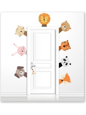 Sticker Sepetim Sevimli Hayvanlar Çocuk Odası Dekoratif Kapı Kenarı Sticker