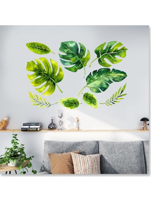 Sticker Sepetim Tropikal Yapraklar Dekoratif Duvar Sticker