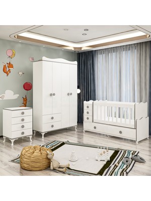 Garaj Home Melina Yıldız 4 Kapaklı Bebek Odası Takımı - Gri
