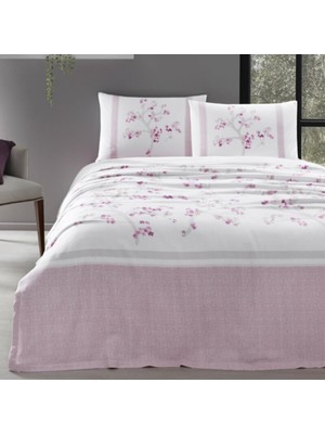 Özdilek Florid Çift Kişilik Pamuklu Pike Takımı Pembe