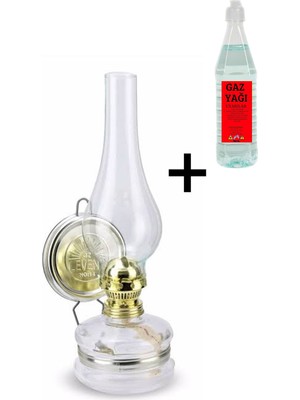 Kuzgun Online Shop Şeffaf Büyük Nostaljik Gaz Lambası & 750 ml Gaz Yağı