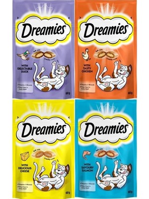 Dreamies Kedi Ödül Maması 60 gr 4'lü Ördek-Tavuk-Peynir-Somon