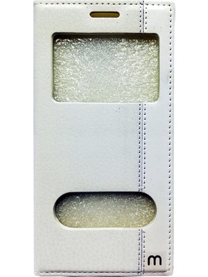 Smart Tech Samsung Galaxy S3 Mini Pencereli Kapaklı Magnum Kılıf Beyaz