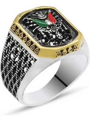 Gumush Gümüş Osmanlı Devlet Armalı Erkek Yüzük