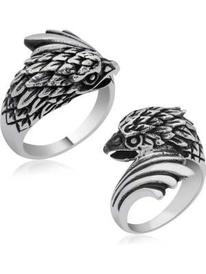 Gumush Gümüş Kartal Kafası Erkek Yüzük