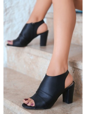 Trend Satıcı Dolly Siyah Cilt Topuklu Ayakkabı