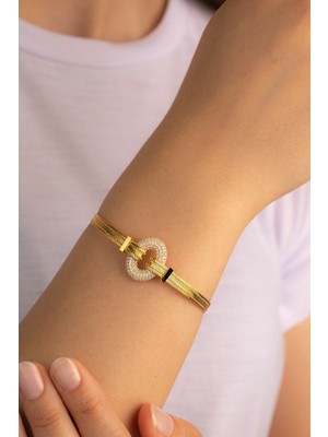 Yavuz Kuyumculuk Altın Oval Taşlı Hasır Bileklik