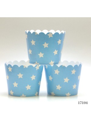 Lora Davet Cupcake Kabı Yıldız 25 Adet Mavi