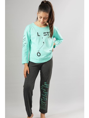 Vienetta Kız Çocuk Düşük Omuzlu Uzun Kol Pijama Takım
