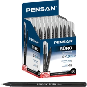 Tükenmez Kalem 10 Adet Siyah Renk 1.0 mm Büro Tipi Ballpoint Pensan Büro Tükenmez Kalem 10 Adet Siyah Renk 1.0 mm 2270