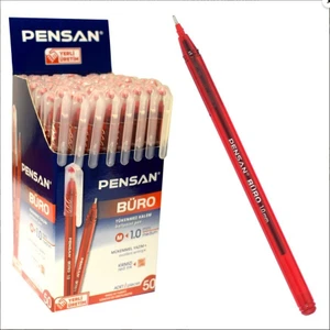 Tükenmez Kalem 10 Adet Kırmızı Renk 1.0 mm Büro Tipi Ballpoint Pensan Büro Tükenmez Kalem 10 Adet Kırmızı Renk 1.0 mm 2270