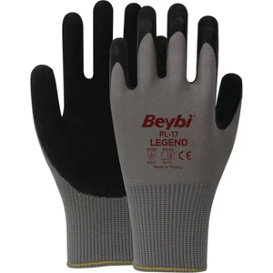 PL17 Legend Polyester Örme Lateks Eldiven 12 Çift Siyah