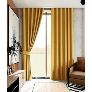 Pierre Cardin Blackout Fon Perde Hardal Sarısı Güneşlik Işık Geçirmez Perde