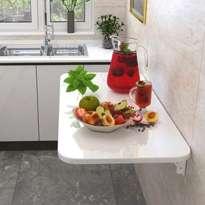 Kydonia Home 50X90 cm Parlak Beyaz Mdf Lam Kırma Katlanır Duvara Monte Masa