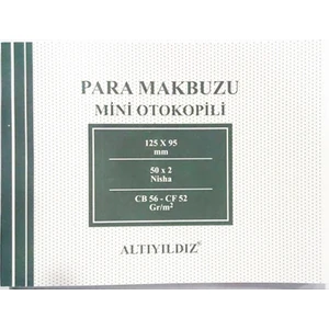 1 Asıl 1 Kopya Mini Otokopili Para Makbuzu