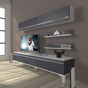 Eko 5 Mdf Std Silver Tv Ünitesi Tv Sehpası Beyaz Antrasit