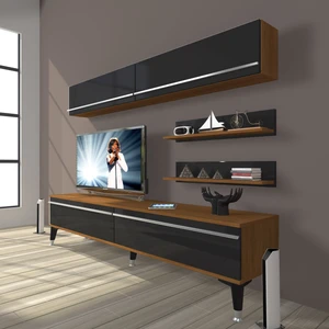 Eko 5 Mdf Std Silver Tv Ünitesi Tv Sehpası Ceviz Siyah