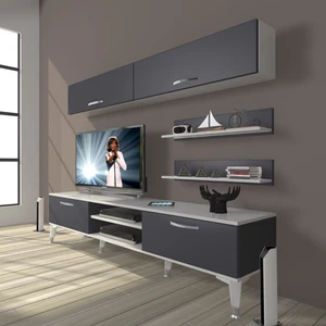 Eko 5 Mdf DVD Silver Tv Ünitesi Tv Sehpası Beyaz Antrasit