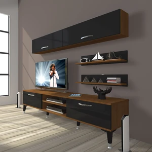 Eko 5 Mdf DVD Silver Tv Ünitesi Tv Sehpası Ceviz Siyah
