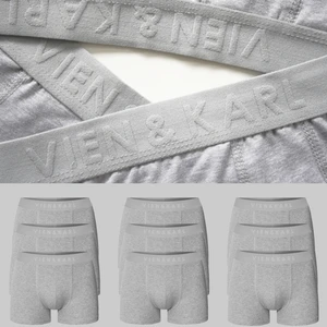 Erkek Gri 9'lu Paket Düz Likralı Boxer Şort