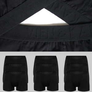 Erkek Siyah 9'lu Paket Düz Likralı Boxer Şort