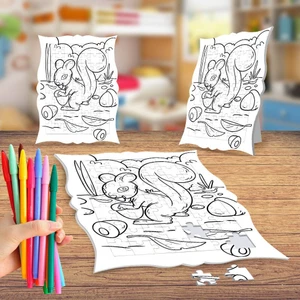 Sincap Ormanda Boyama Puzzle Tablo Çocuk Eğitici Yapboz