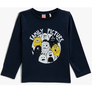 Baskılı Tişört Uzun Kollu Pamuklu