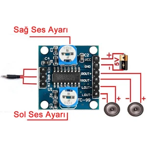 PAM8406 Modül 5W x 2 Sterio Ses Yükseltici Amfi Class D Dijital Amfilikatör Ses Kuvvetlendirici