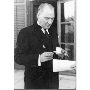Cakatablo Ahşap Tablo Atatürk Smokinli Kahve Sigara