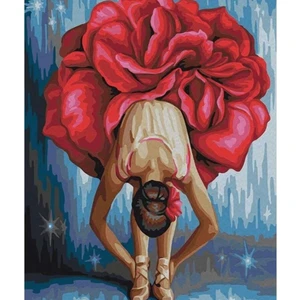 Hapy Hoby Kırmızı Çiçek ve Balerin Sayılarla Boyama Seti  40 x 50 cm