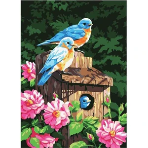 Hapy Hoby Mavi Kuşlar ve Çiçekler Sayılarla Boyama Seti  40 x 50 cm