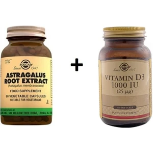 Astragalus Root Extract 60 Kapsül+Solgar Vitamin D3 1000 Iu 100 Kapsül