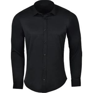 Süper Slim Fit Likralı Saten Erkek Spor Gömlek