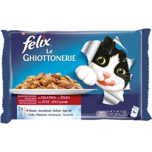 Yetişkin Kediler Için Tavuklu ve Sığır Etli Yaş Kedi Maması Pouch (4 x 100 Gr) 10 Adet