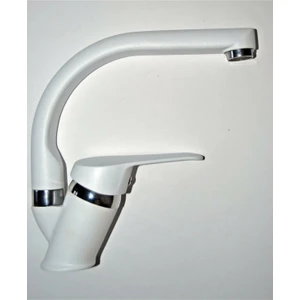 Armilla Armatür Sıcak Soğuk Çift Su Girişli Balık Sırtı Borulu Beyaz Krom Banyo Lavabo Musluğu Çeşmesi Bataryası