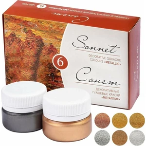 St. Petersburg Sonnet Guaj Boya Seti 6 Renk x 20  ml Metalik Renkler