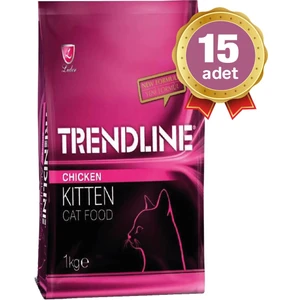 15 Adet 1 kg Trendline Tavuklu Yavru Kedi Maması