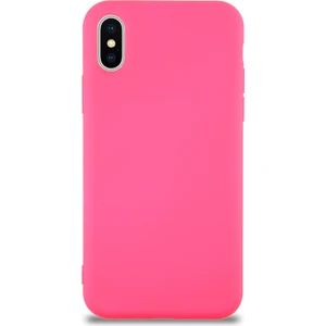 Caseart Apple iPhone Xs Kapak Içi Kadife Lansman Silikon Kılıf - Neon Pembe