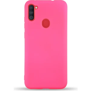 Caseart Samsung Galaxy M11 Kapak Içi Kadife Lansman Silikon Kılıf - Neon Pembe