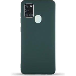 Caseart Samsung Galaxy A21S Kapak Içi Kadife Lansman Silikon Kılıf - Yeşil