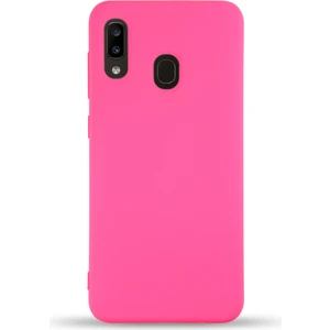 Caseart Samsung Galaxy A20 Kapak Içi Kadife Lansman Silikon Kılıf - Neon Pembe