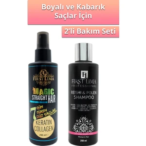 First Lima Professional 7 Güne Kadar Kalıcı Saç Düzleştirici Keratin Sprey ve Yıpranmış Saçlara Özel Reishi & Polen Bakım Şampuanı 200ML