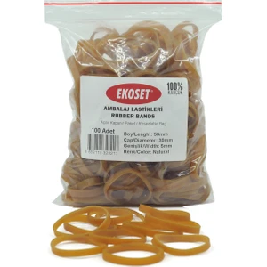 Kalın Kauçuk Ambalaj Para Lastiği 100 Adet Doğal Renk 50 mm Uzunluk 5 mm Genişlik