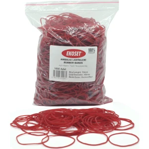 Kauçuk Renkli Paket Ambalaj Para Lastiği Kırmızı 70 mm 1000'LI